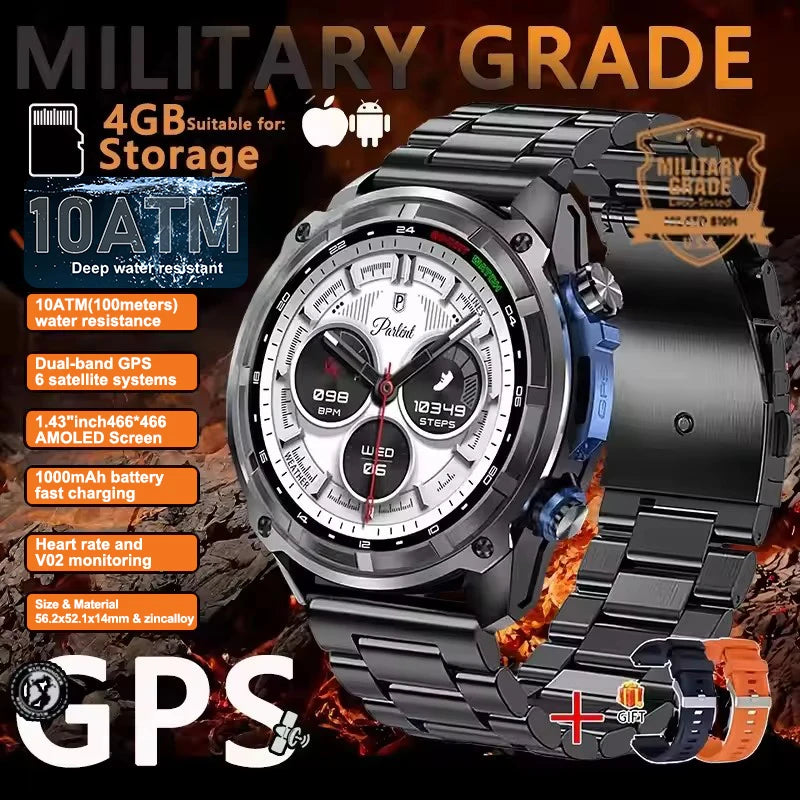 New Outdoor Precise GPS Map GNSS Smart Watch Men 10TM Waterproof 1000Mah Battery 170+Sport Mode Bluetooth Call Amoled Smartwatch